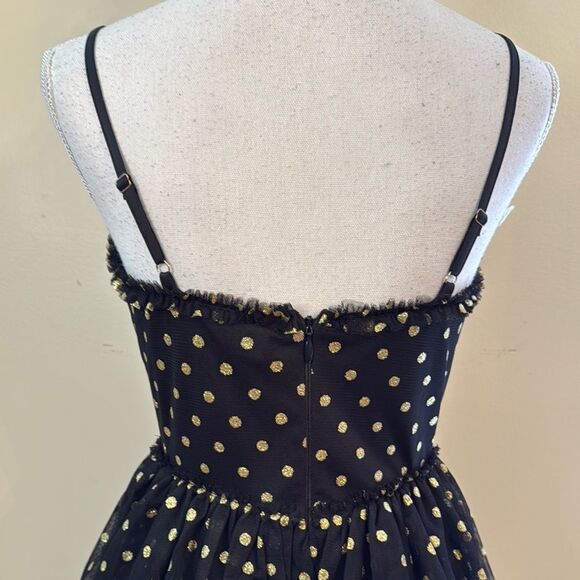 Lulu's Black and Gold Polka Dot Dress - Picture 5 of 7